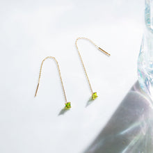 画像をギャラリービューアに読み込む, K10YG peridot chain pierced earrings ペリドット チェーンピアス