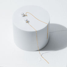 画像をギャラリービューアに読み込む, K18YG AKOYA pearl & long chain pierced earrings イエローゴールド アコヤパール & ロングチェーン ピアス イヤリング