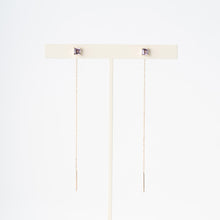 画像をギャラリービューアに読み込む, K10YG pink amethyst chain pierced earrings ピンクアメシスト チェーンピアス