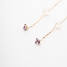 画像をギャラリービューアに読み込む, K10YG pink amethyst chain pierced earrings ピンクアメシスト チェーンピアス
