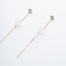 画像をギャラリービューアに読み込む, K10YG pink amethyst chain pierced earrings ピンクアメシスト チェーンピアス
