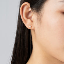 画像をギャラリービューアに読み込む, K10YG white topaz chain pierced earrings ホワイトトパーズ チェーンピアス