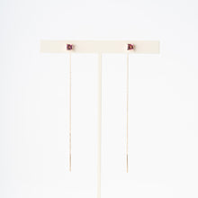 画像をギャラリービューアに読み込む, K10YG pink tourmaline chain pierced earrings ピンクトルマリン チェーンピアス