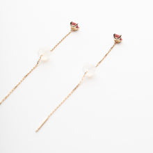 画像をギャラリービューアに読み込む, K10YG pink tourmaline chain pierced earrings ピンクトルマリン チェーンピアス