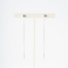 画像をギャラリービューアに読み込む, PT900 blue topaz chain pierced earrings ブルートパーズ チェーンピアス