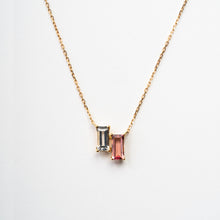 画像をギャラリービューアに読み込む, K10YG white quartz & pink tourmaline necklace ホワイトクォーツ & ピンクトルマリン ネックレス