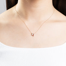 画像をギャラリービューアに読み込む, K10YG white quartz & pink tourmaline necklace ホワイトクォーツ & ピンクトルマリン ネックレス