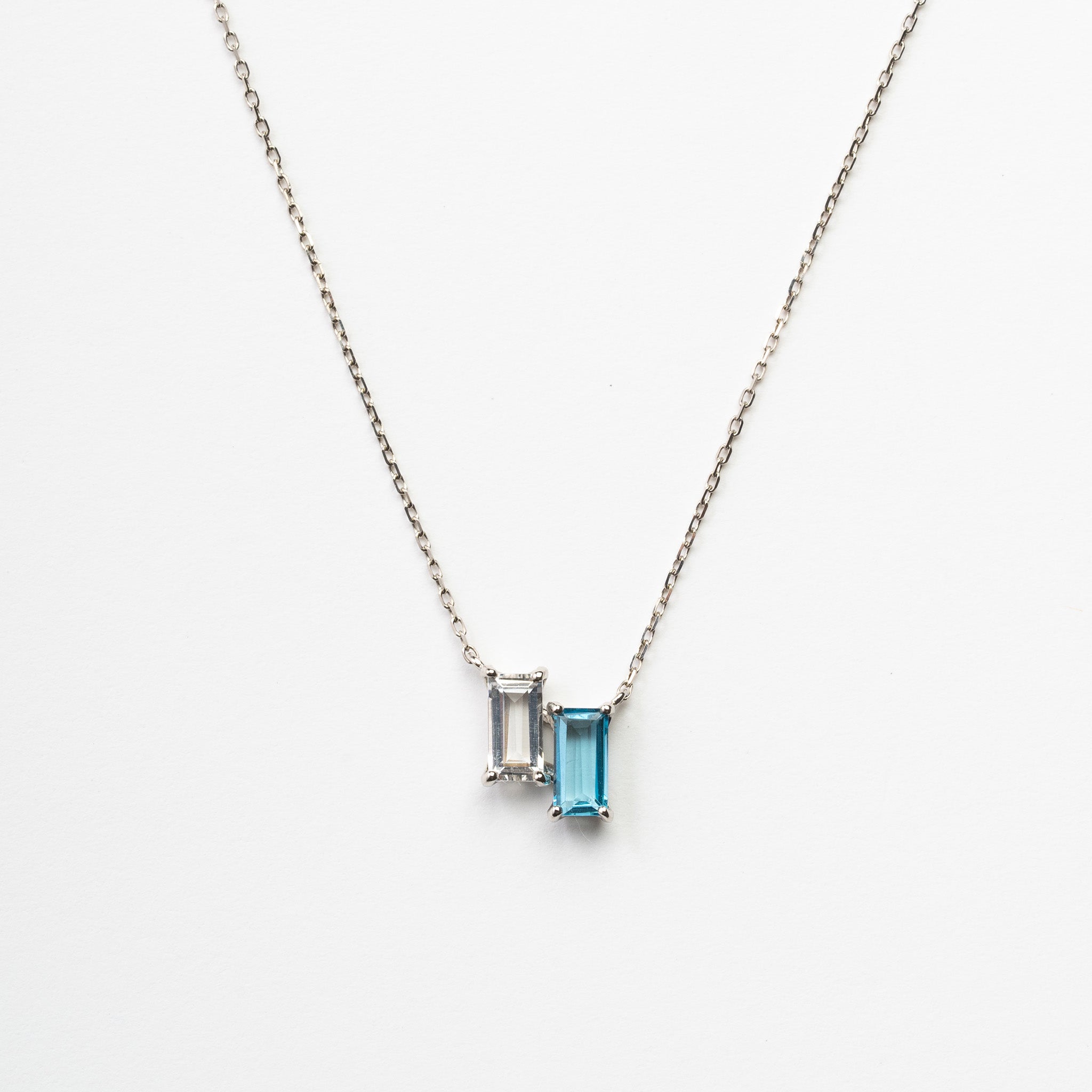 PT900 white quartz & blue topaz necklace ホワイトクォーツ ＆ ブルートパーズ ネックレス –  resol-jewelry