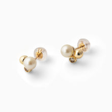 画像をギャラリービューアに読み込む, K10YG AKOYA pearl & diamond pierced earrings アコヤパール & ダイヤモンド ピアス