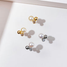 画像をギャラリービューアに読み込む, PT900 AKOYA pearl & diamond pierced earrings アコヤパール & ダイヤモンド ピアス