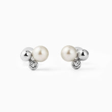 画像をギャラリービューアに読み込む, PT900 AKOYA pearl & diamond pierced earrings アコヤパール & ダイヤモンド ピアス