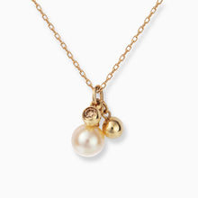 画像をギャラリービューアに読み込む, K10YG AKOYA pearl & diamond necklace アコヤパール & ダイヤモンド ネックレス