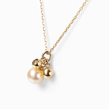 画像をギャラリービューアに読み込む, K10YG AKOYA pearl & diamond necklace アコヤパール & ダイヤモンド ネックレス