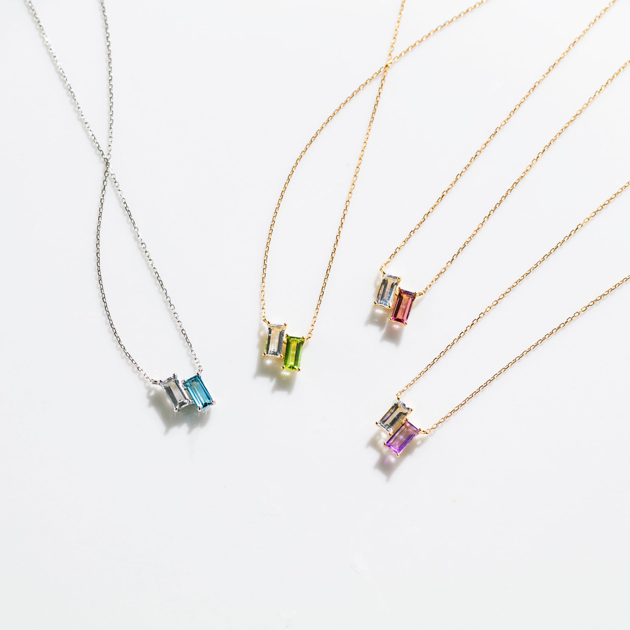 PT900 white quartz & blue topaz necklace ホワイトクォーツ