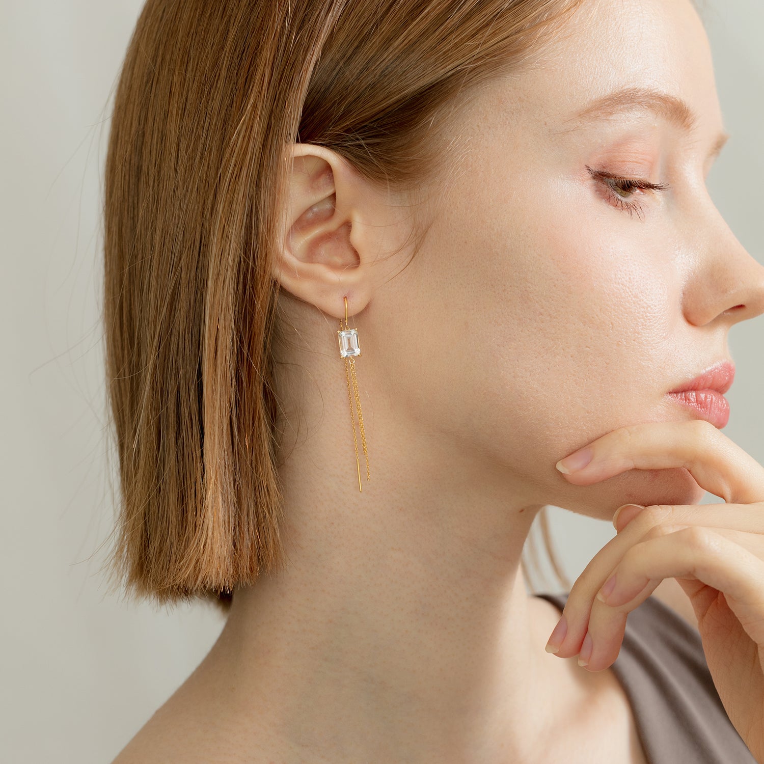 white quartz cullet swing pierced earrings ホワイトクォーツ カレット スウィング ピアス イヤリ –  resol-jewelry