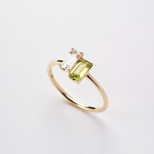 画像をギャラリービューアに読み込む, K10YG white quartz &amp; peridot ring ホワイトクォーツ ＆ ペリドット リング
