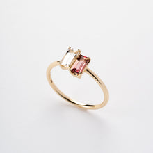 画像をギャラリービューアに読み込む, K10YG white quartz &amp;  pink tourmaline ring ホワイトクォーツ ＆ ピンクトルマリン リング
