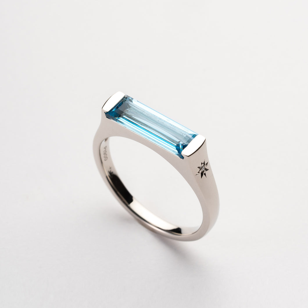 PT900 blue topaz & diamond ring ブルートパーズ & ダイヤモンド リング