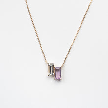 画像をギャラリービューアに読み込む, K10YG white quartz &amp; pink amethyst necklace ホワイトクォーツ ＆ ピンクアメシストネックレス
