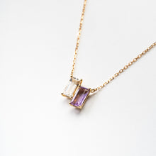 画像をギャラリービューアに読み込む, K10YG white quartz &amp; pink amethyst necklace ホワイトクォーツ ＆ ピンクアメシストネックレス
