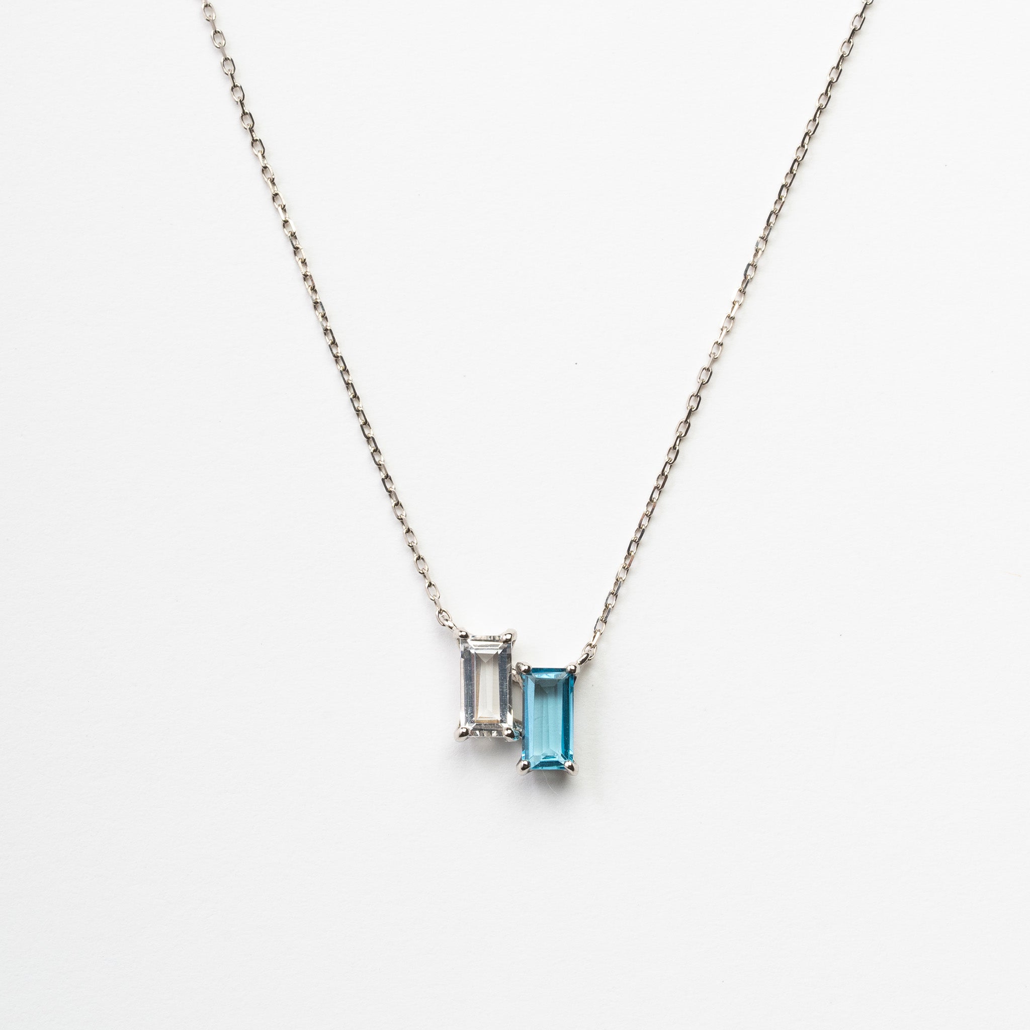 【在庫処分セール】 ホワイトアゲート クォーツ ブルートパーズ ネックレス PT900 white quartz & blue topaz necklace ホワイトクォーツ
