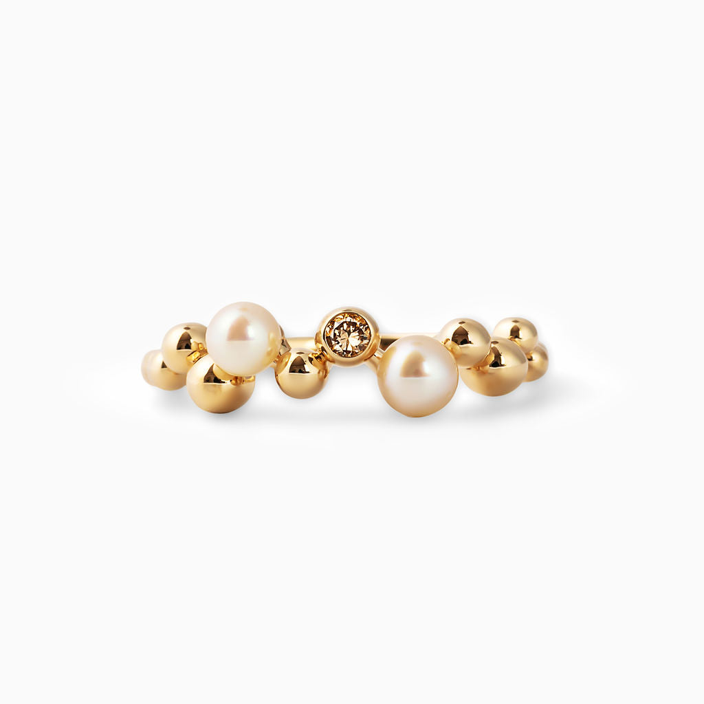 K10YG AKOYA pearl & diamond ring アコヤパール & ダイヤモンド リング