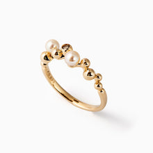 画像をギャラリービューアに読み込む, K10YG AKOYA pearl &amp; diamond ring アコヤパール &amp; ダイヤモンド リング
