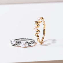 画像をギャラリービューアに読み込む, K10YG AKOYA pearl &amp; diamond ring アコヤパール &amp; ダイヤモンド リング
