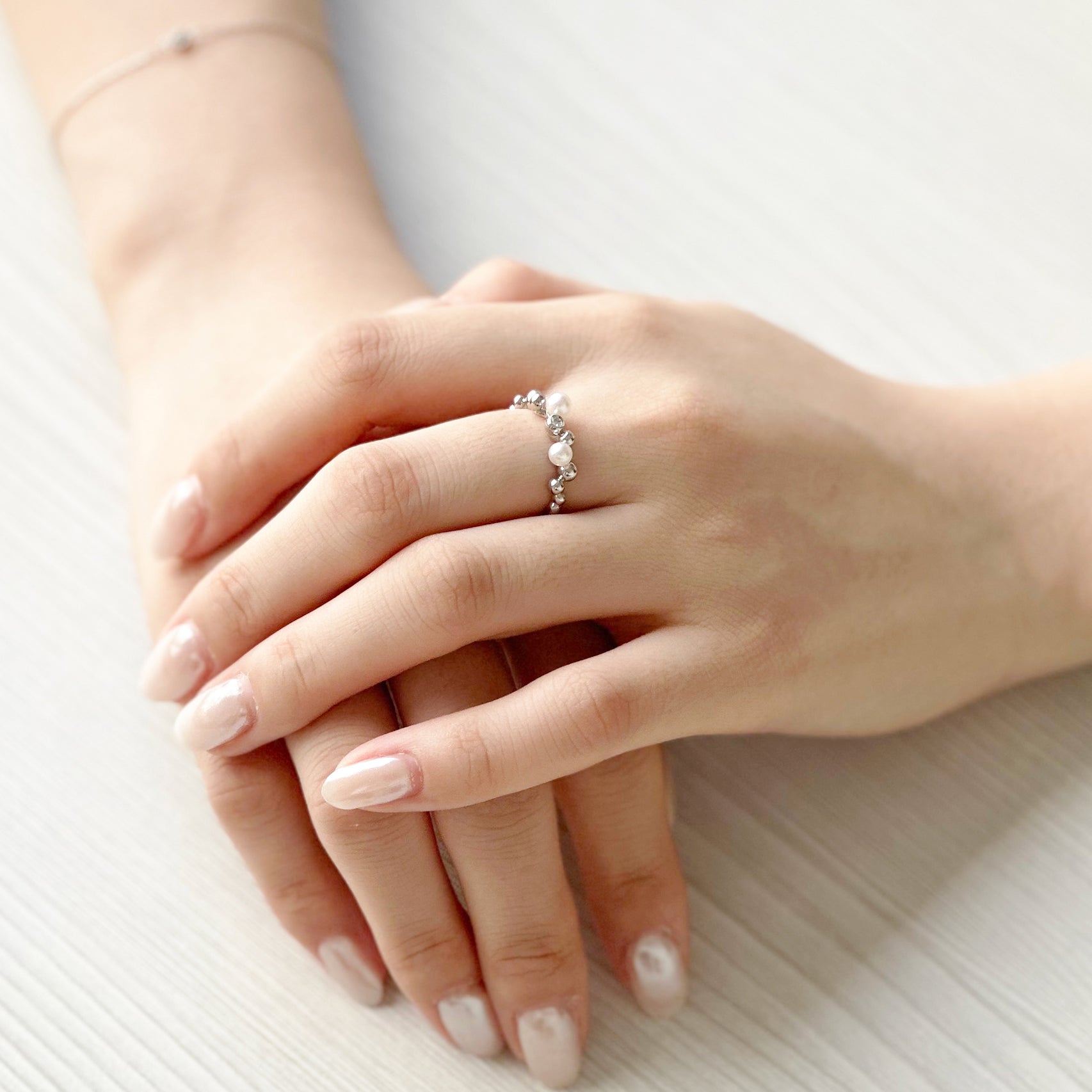 PT900 AKOYA pearl & diamond ring アコヤパール & ダイヤモンド 