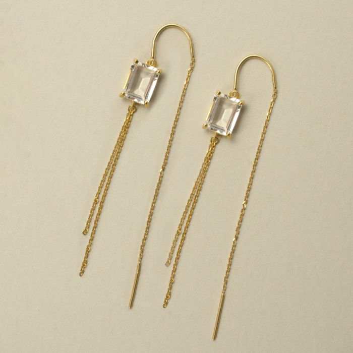 white quartz cullet swing pierced earrings ホワイトクォーツ