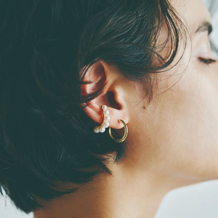 K10YG hoop pierced earrings イエローゴールド フープピアス